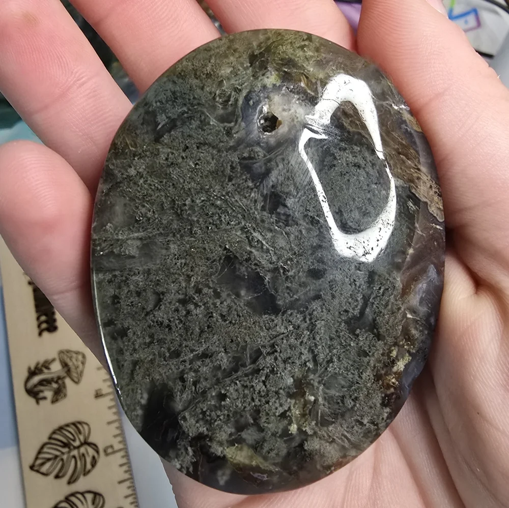 Moss Agate Crystal Palm Stone
